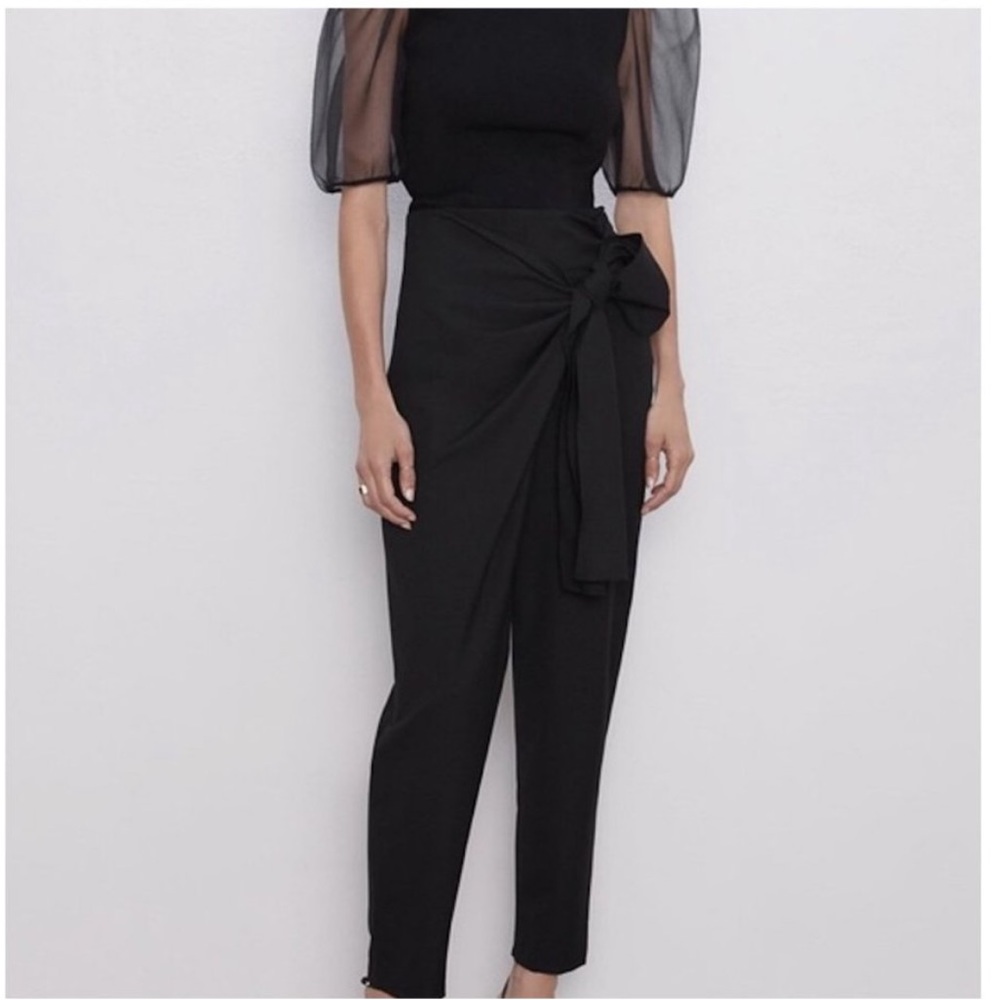 ZARA High Waist Wrap Trousers With Bow Women's Size XXL